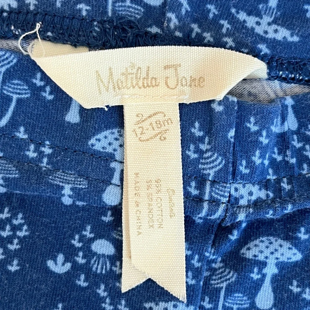 Matilda Jane Girls Blue Mushroom‎ Print Ruffle Leggings Size 12-18 Months